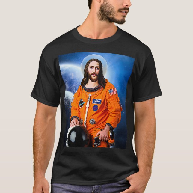 T-shirt Astronaute de l'espace Jésus Athéiste Science (Devant)