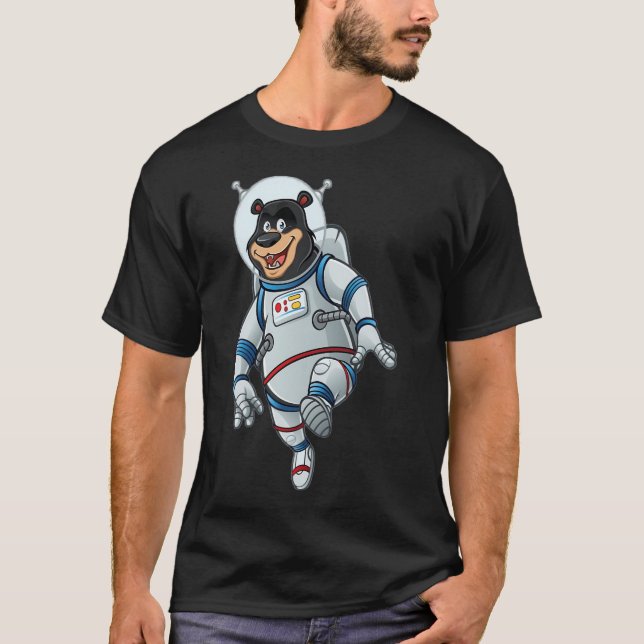 T-shirt Astronaute de l'ours de dessin animé. (Devant)