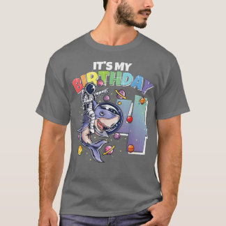 T-shirt Astronaute de Shark 4th Birthday Boy Girl 4 Years 