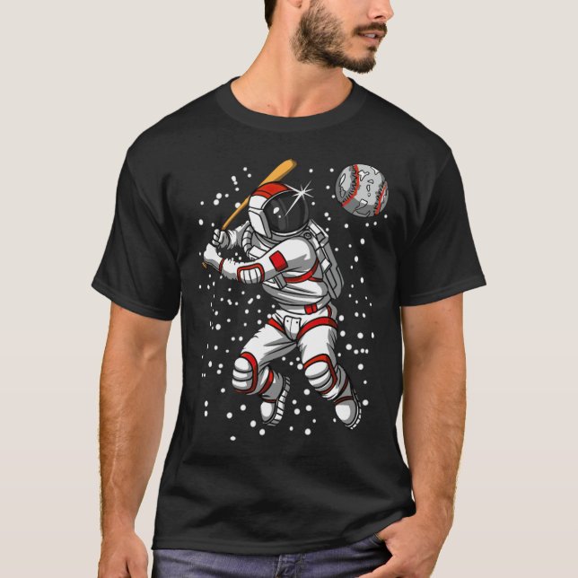 T-shirt astronaute jouant d'habillement de baseball (Devant)