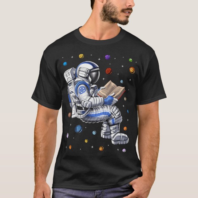T-shirt Astronaute lisant un livre (Devant)