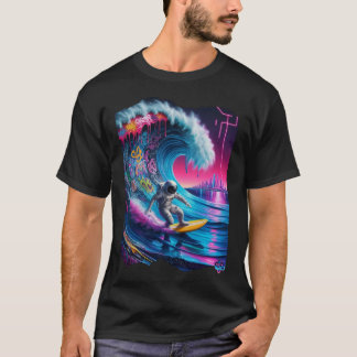 T-shirt Astronaute Mystique H2O Surfer À cheval Vague Cosm