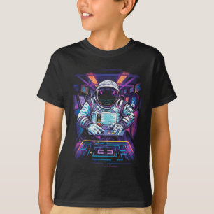 T-shirt Astronaute néon Graphisme Exploration spatiale cos
