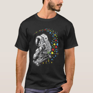 T-shirt Astronaute Sensibilisation Autisme Skateboard Spac