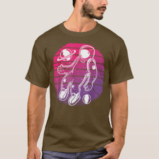 T-shirt Astronaute Vaporwave flottant vers certaines planè