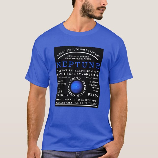 T-shirt Astronomie détaillée de la planète Neptune (Devant)