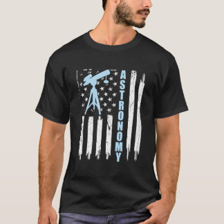 T-shirt Astronomy Usa American Flag Telescope 4Th Of July