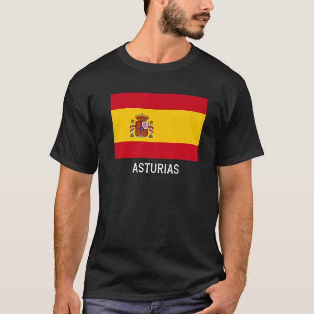 T-shirt Asturies Espagne Drapeau Emblème Escudo Bandera Cr (Devant)