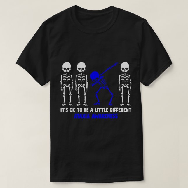T-shirt Ataxia Warrior bleu Ruban Sensibilisation maladie  (Design devant)