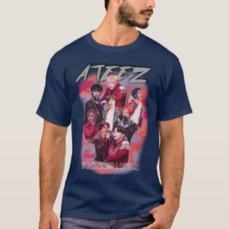 T-SHIRT ATEEZ KPOP MERCH ANCIEN RETRO KNOCK OFFRE UNE MERC