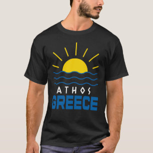 T-shirt Athos Grèce soleil et mer noir hommes