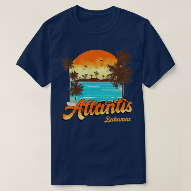 T-shirt Atlantis Bahamas Beach Vacances été Palm Sunset (Design devant)