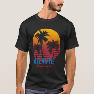 T-shirt Atlantis vintages Bahamas Palm Trees Sunset Retro