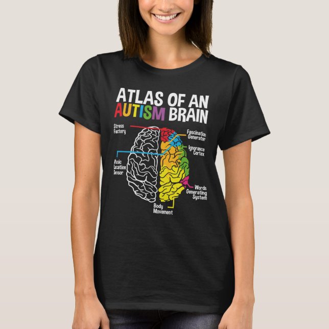T-shirt Atlas d'un autisme Cerveau Mois Ruban Puzzle (Devant)