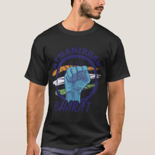 T-shirt Atmanirbhar Bharat Inde Drapeau Slogan Citation