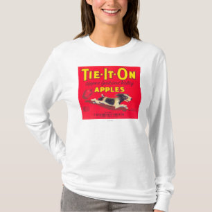 T-shirt Attachez-le sur l'étiquette d'Apple (rouge) -