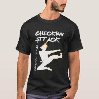 T-shirt Attaque au poulet Go Chicken Go White Ninja Meme