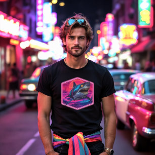 T-shirt Attaque de requin futuriste rétro