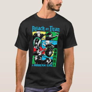 T-shirt Attaque sur Titan Character Frame Collage
