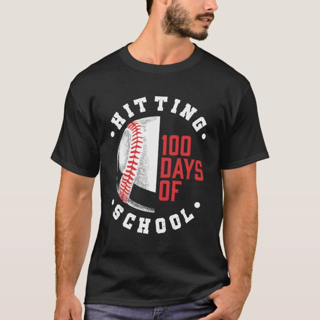 T-shirt Atteindre 100 Jours De Baseball À L'École (Devant)