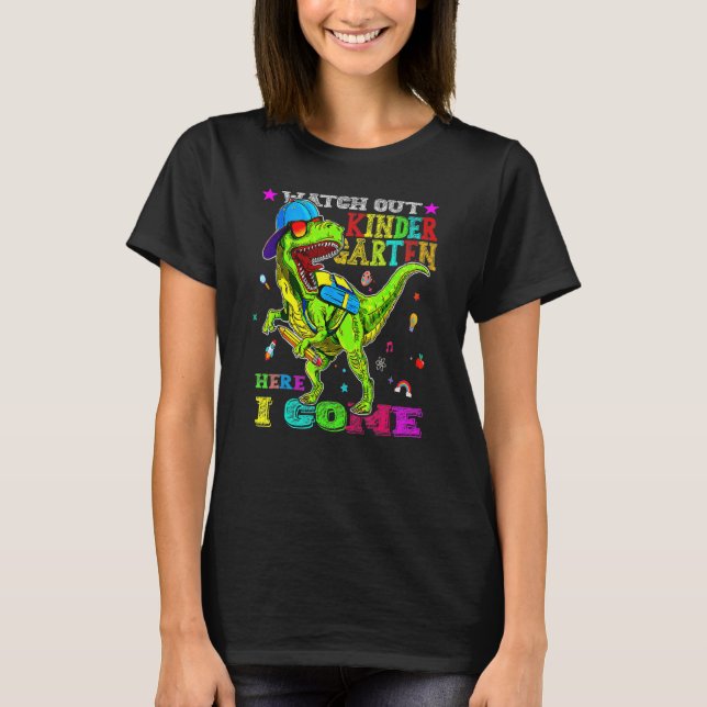 T-shirt Attention À La Maternelle Ici Je Reviens Dinosaure (Devant)