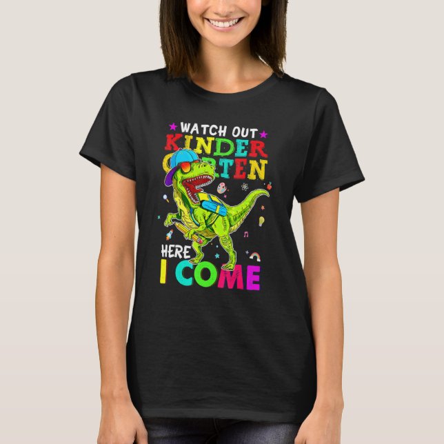 T-shirt Attention À La Maternelle Ici Je Reviens Dinosaure (Devant)