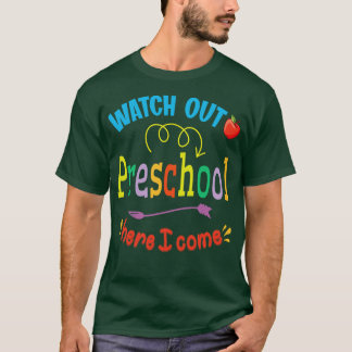 T-shirt Attention À L'École Préscolaire Ici Je Reviens Étu
