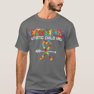 T-shirt Attention Autiste Zone Enfant Drôle Autisme Dit