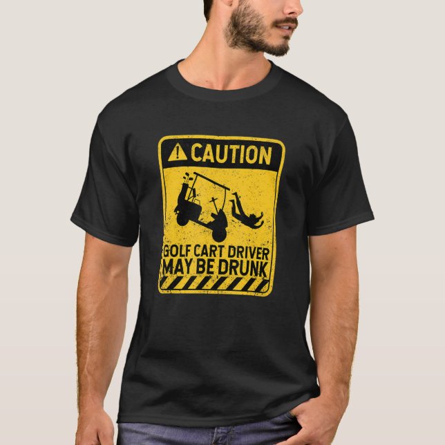T-shirt Attention Golf Part Driver Peut Être Drunk Golf Pl (Devant)