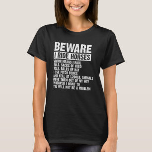 T-shirt Attention je monte à cheval Femmes équestres Drôle