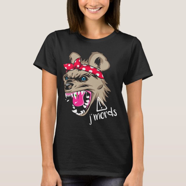 T-shirt Attention je mords (Devant)