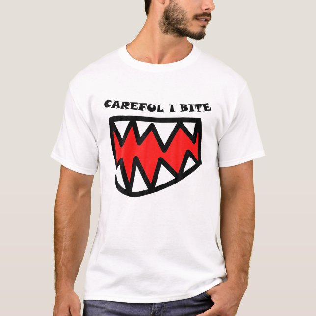 T-shirt Attention, Je Mords ! Yummy Yummy Funny Mème Parod (Devant)