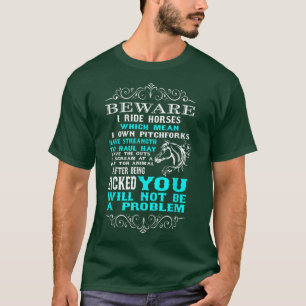 T-shirt Attention Je Ride Chevaux Amusant Cheval