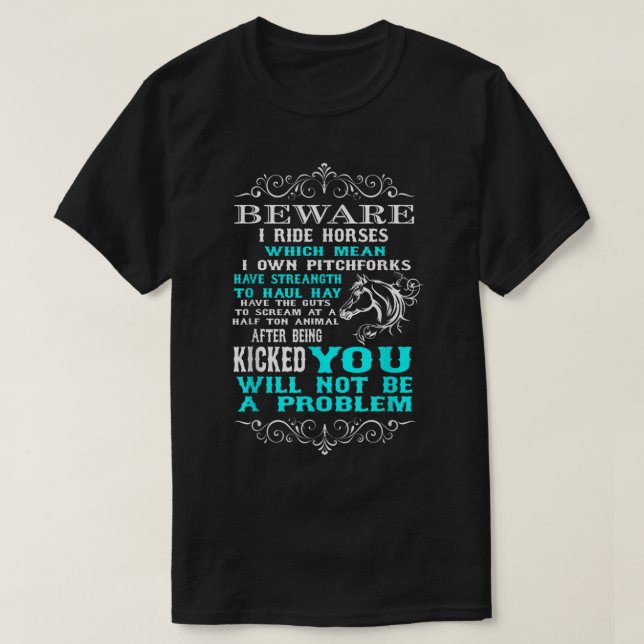 T-shirt Attention Je Ride Chevaux Drôle Cheval Lover T-Shi (Design devant)