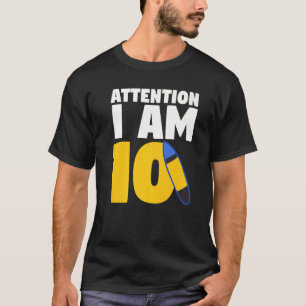 T-shirt Attention Je Suis 10 Surfboard Dixième Anniversair