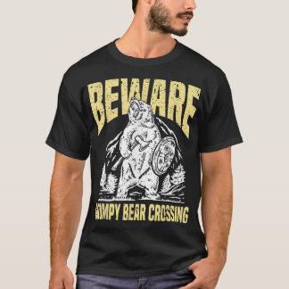 T-shirt Attention Ours Grumpy Crossant Funny Grumpy Vieux 
