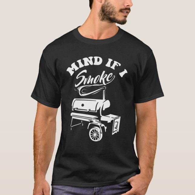 T-shirt Attention si je fume - Funny BBQ Smoker (Devant)