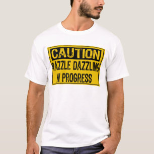 T-shirt Attention Signe-Razzle Les Dazzle En Cours-Bk/Yl
