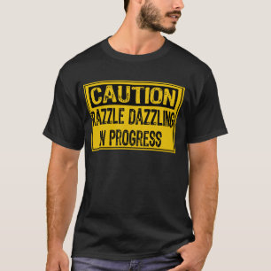 T-shirt Attention Signe-Razzle Les Dazzle En Cours-Bk/Yl