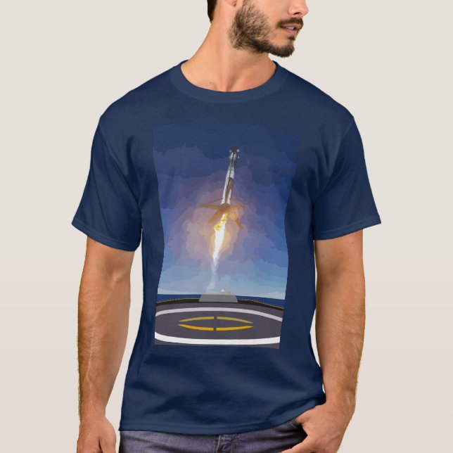 T-shirt Atterrissage allant de SpaceX Rocket sur le bateau (Devant)