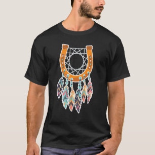 T-shirt Attrape-rêve en fer à cheval Plume Équestre Cheval