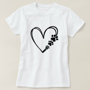 T-shirt au coeur avec empreinte de patte de chien
