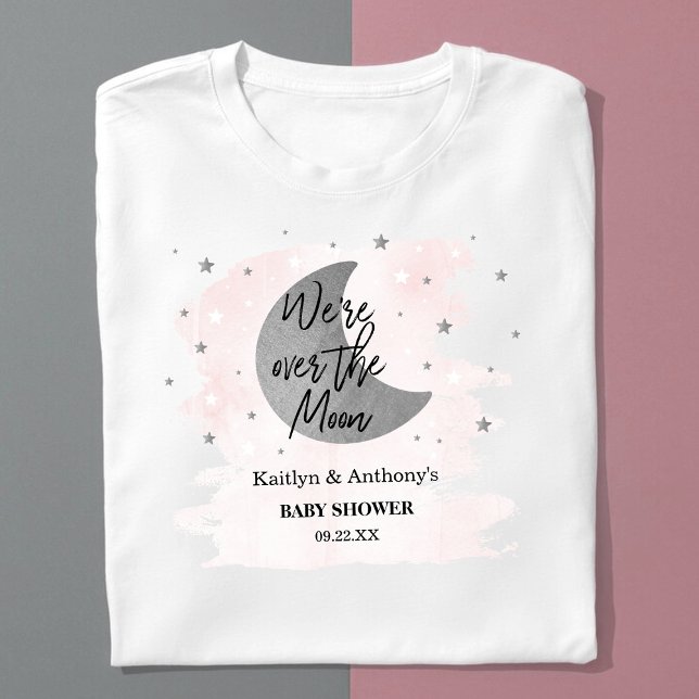 T-shirt Au-Dessus De La Lune | Baby shower filles (Créateur téléchargé)