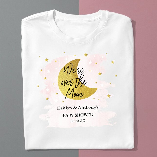 T-shirt Au-Dessus De La Lune | Baby shower filles (Créateur téléchargé)