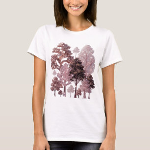 T-shirt au motif captivant "Forêt rose argentée"