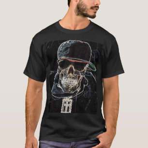 T-shirt au néon de crâne de hip hop