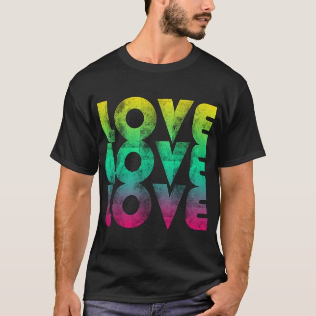 T-shirt au néon des années 80 d'amour (Devant)