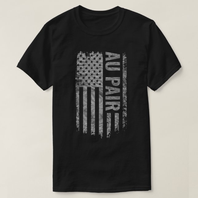 T-shirt Au Pair USA Flag Distressed design (Design devant)