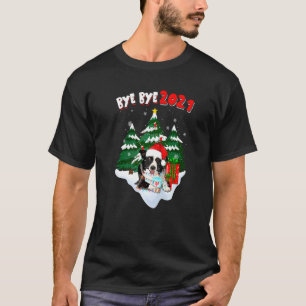 T-shirt Au revoir 2021 Border Collie Portez Masque Sapin d