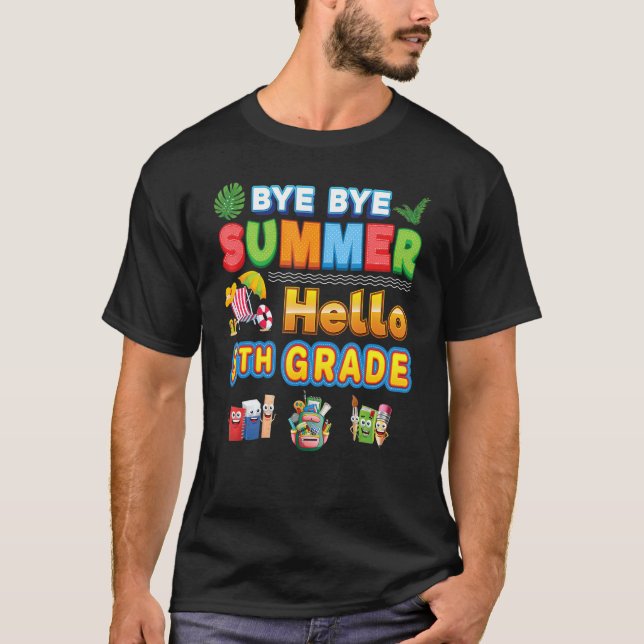 T-shirt Au revoir Été Bonjour 5e année Retour à l'école (Devant)